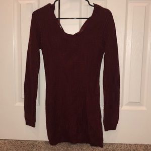 Burgundy open back sweater